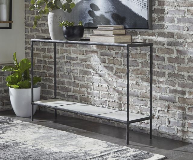 Signature Design by Ashley® Ryandale Glass Top Console Table with Antique Black Metal Base-4