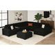 Elements International Arizona 6-Piece Black Modular Sectional and Right-Arm Facing Chaise-0