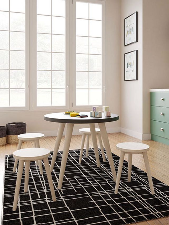Signature Design by Ashley® Blariden 5-Piece Black Youth Table Set with Natural Wooden Legs-1