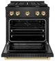 ZLINE Autograph Edition Paramount 30" Black Satin Stainless Steel/Polished Gold Gas Range with 4 Burner Cooktop and Convection Gas Oven-4