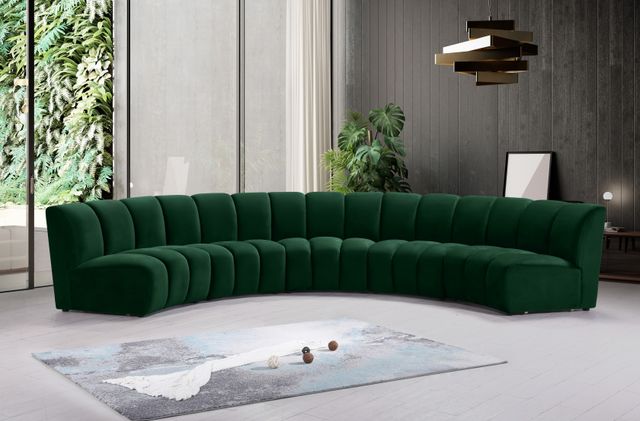 Meridian Furniture Infinity 5-Piece Green Velvet Modular Sectional-1
