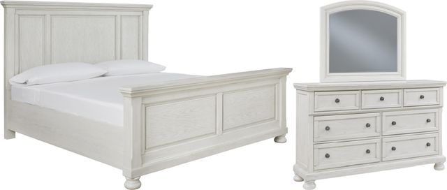 Signature Design by Ashley® Robbinsdale 3-Piece Antique White California King Panel Bed Set-0
