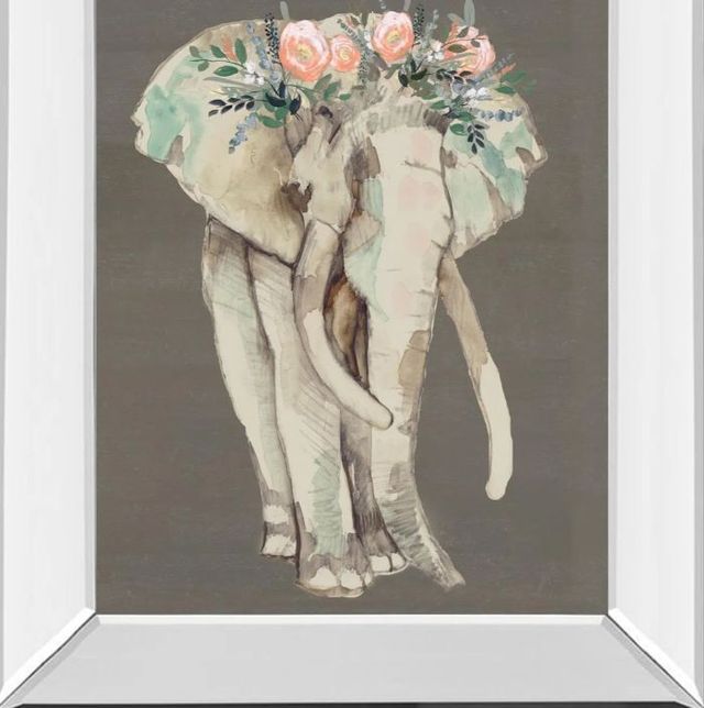 Classy Art Flower Crown Elephant I by Jennifer Goldberger Mirror Framed Wall Art-1