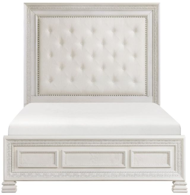 Homelegance® Theodora Pearl White Eastern King Panel Bed-2