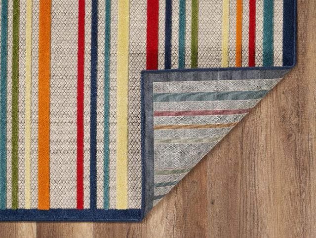 KAS Rugs Calla Ivory/Multi Stripes 5'x7' Area Rug-2