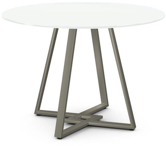 Amisco Customizable Dirk 42" White Glass Top Round Table-0