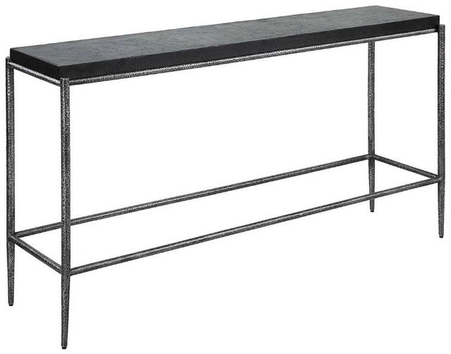 Uttermost® Crescendo Black Console Table with Dark Silver Frame-0