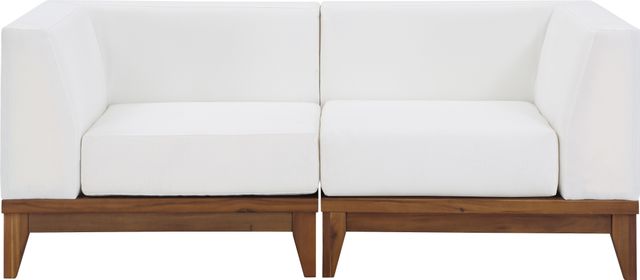 Meridian Furniture Rio 2-Piece Acacia Wood/Off-White Fabric/Wood Outdoor Patio Modular Sectional Loveseat-1