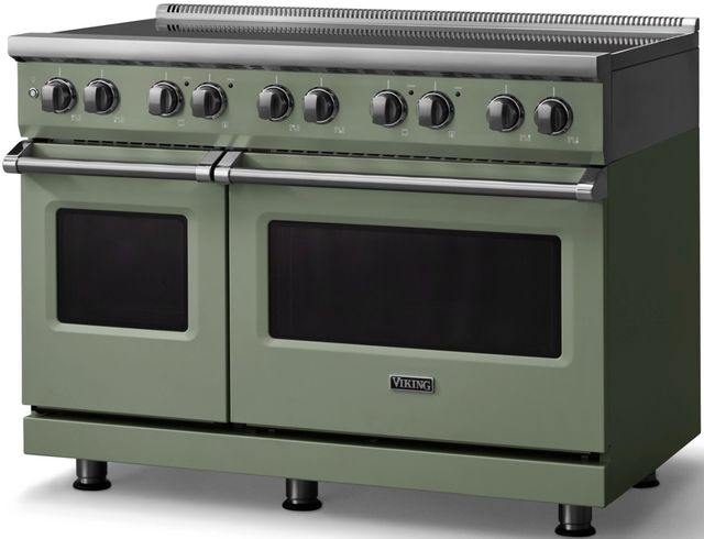 Viking® 5 Series 48" Eucalyptus Pro Style Induction Range with Polished Chrome Trim-2
