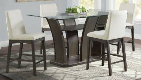 Elements International Dapper 5-Piece Cream/Walnut Rectangular Counter Dining Set-2