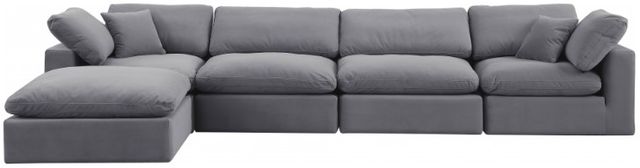 Meridian Furniture Comfy 5-Piece Gray Velvet Sofa Sectional-1