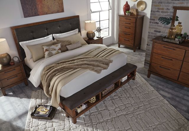 Signature Design by Ashley® Ralene 2-Piece Medium Brown California King Upholstered Panel Bed Set-4