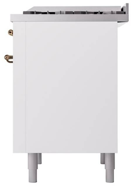 Ilve® Nostalgie II Noblesse 36'' White Pro Style Dual Fuel Range with Burnished Trim-3