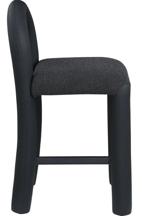 Meridian Furniture Amari Black Boucle/Vegan Leather Upholstered Counter Stool-2