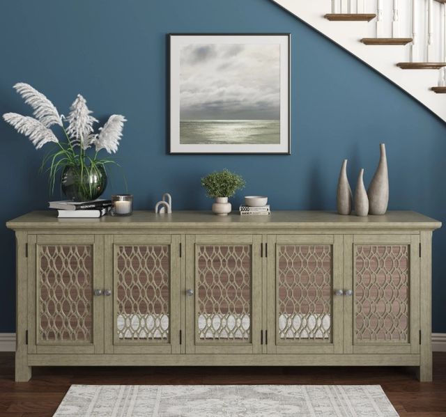 Jofran Inc. Isabella Champagne 86" Mirrored Accent Cabinet-1