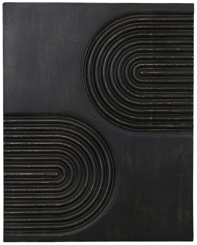 Moe's Home Collection Passages Washed Black Carved Wood Wall Art-1