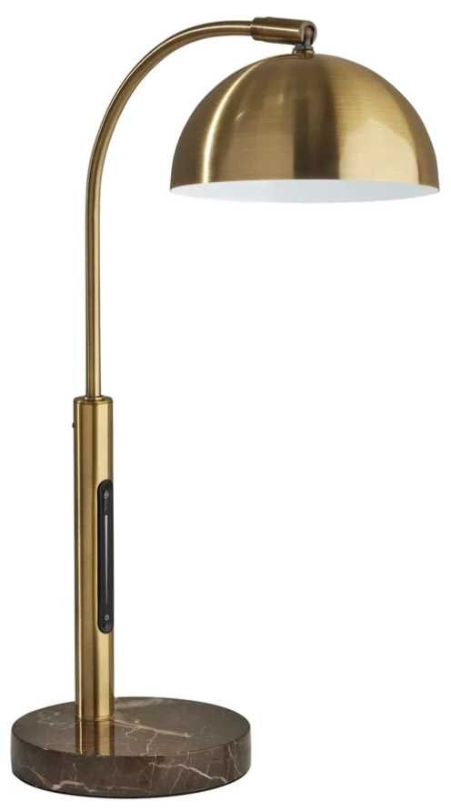 Adesso® Bolton Antique Brass/Brown LED Desk Lamp-0
