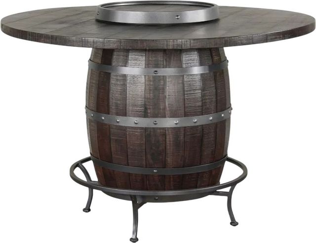 Sunny Designs™ Tobacco Leaf Round Pub Table with Wine Barrel Base-3