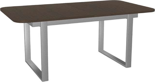 Amisco Customizable Burton 96" Rectangular Extendable Table with 1" White Oak Veneer Top, Radius Corners and 1 Leaf-0