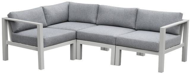 Intercon Nash 4-Piece Buff Aluminum/Fabric Outdoor Sectional Set-2