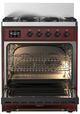 Ilve® Majestic III 30" Burgundy Pro Style Dual Fuel Liquid Propane Range with 5 Black Brass Burners and Burnished Trim-1