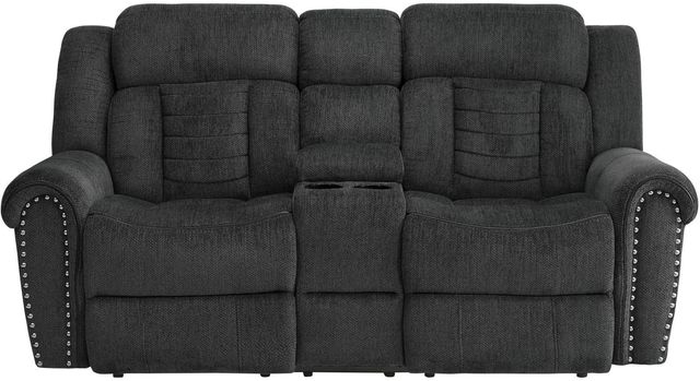 Homelegance® Nutmeg Charcoal Gray Manual Double Reclining Loveseat-2