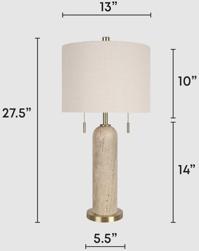 Classy Living 2-Piece Travertine Elegance Soft Gold Table Lamp Set-1