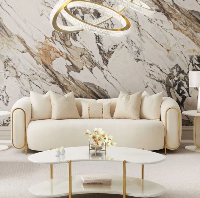 Michael Amini® Sassani Crepe/Gold Sofa-1