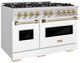 ZLINE Classic Series Autograph Edition 48" Stainless Steel Pro Style Gas Range with White Matte Door and Champagne Bronze Accents-1