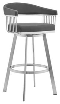 Armen Living Naomi and Chelsea 5-Piece Brushed Stainless Steel Counter Height Dining Set-1