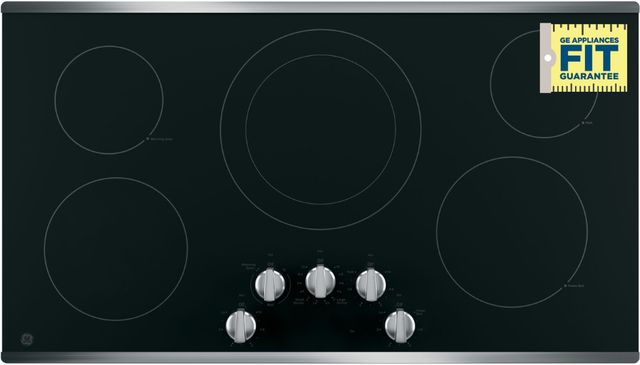 GE® 36" Black Electric Cooktop with Built-In Knob-3