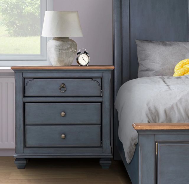 Legends Home Americana Blue Denim/Whiskey Nightstand-1