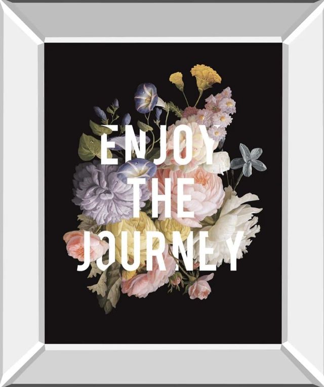 Classy Art Floral Sentiment II Black by Wild Apple Portfolio Mirror Framed Wall Art-0