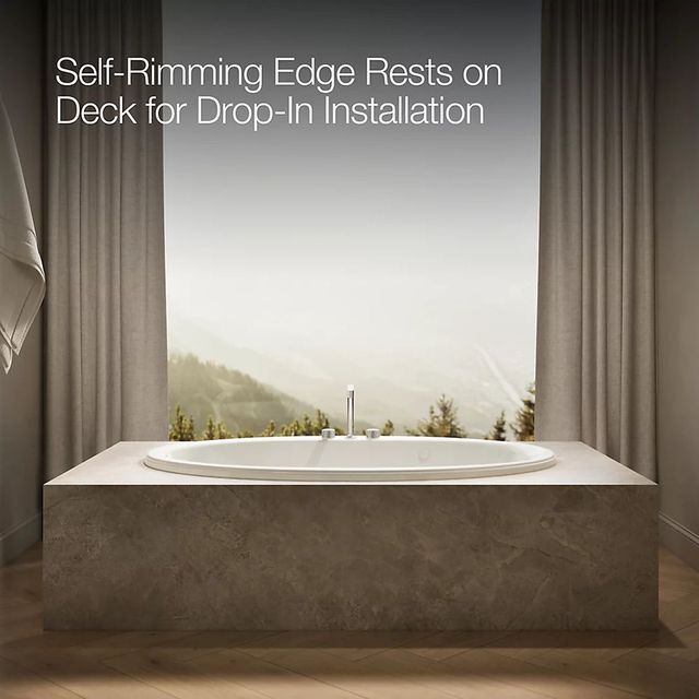 KOHLER® Sunward® Biscuit 66" x 42" Drop-in Whirlpool Bath with Bask® Heated Surface-3