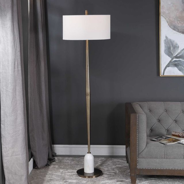 Uttermost® Minette Antique Brass Floor Lamp-1