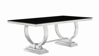 Coaster® Antonie Brown Marble Dining Table with Chrome Base