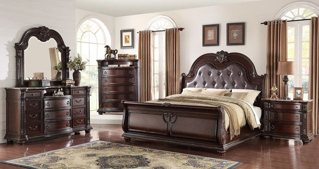 Crown Mark Stanley 5 Pieces Cherry Queen Bedroom Collection-0