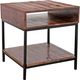 Porter International Designs Lakewood Brown End Table with Black Metal Frame-0