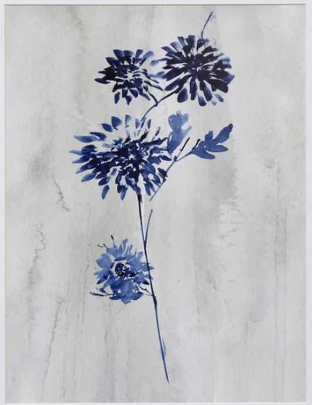 Stylecraft Indigo Botanical IV Gray/White Wall Art-1