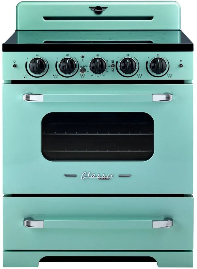 Unique® Appliances Classic Retro 30" Ocean Mist Turquoise Slide In Induction Range-0