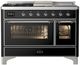 Ilve® Majestic III 48" Glossy Black Pro Style Dual Fuel Liquid Propane Range with 5 Black Brass Burners and Chrome Trim-0