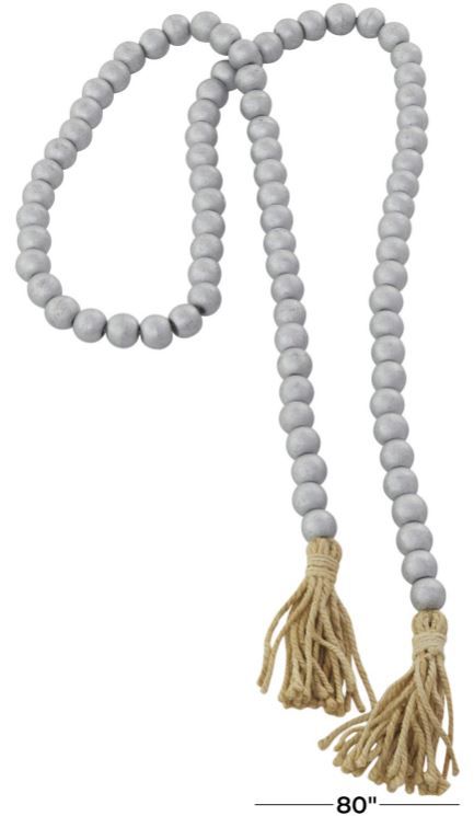 Deco Marche Silver Metallic Long Carved Beaded Garland with Tassel-3