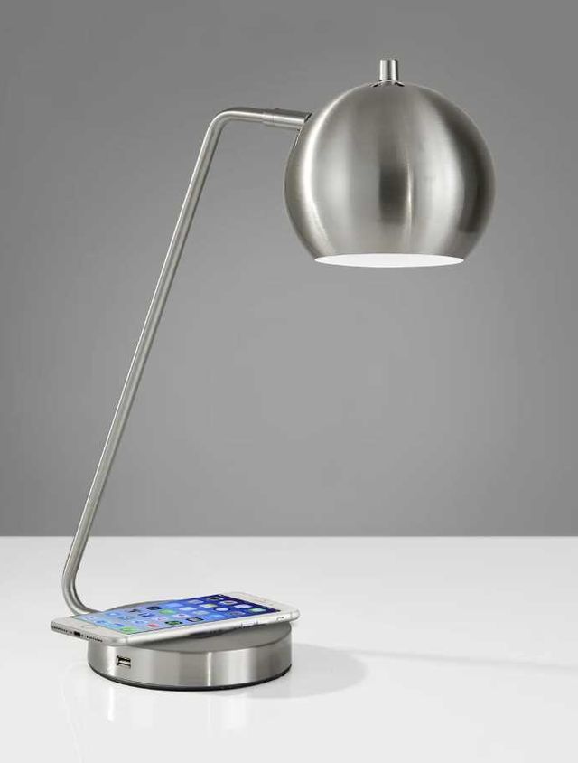 Adesso® Emerson Brushed Steel AdessoCharge Table Lamp-2