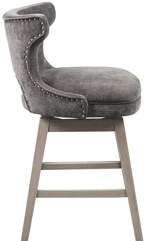 Olliix by Madison Park Emmett Charcoal 25.75" Swivel Counter Stool-1