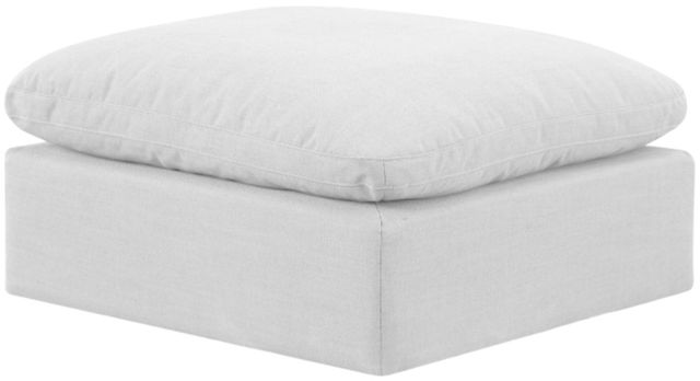Meridian Furniture Indulge White Linen Textured Ottoman-0