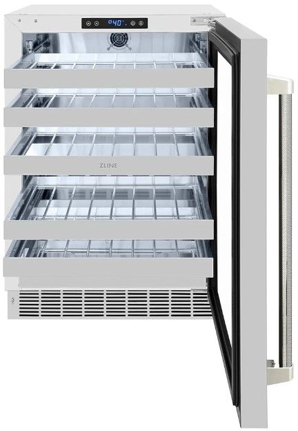 ZLINE Autograph Edition Touchstone 24 " 4.8 Cu. Ft. Stainless Steel Dual Zone with Glass Door and Polished Nickel Helix Handle-1