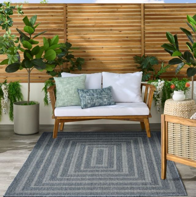 Nourison Home™ Tulum Denim Geometric 5'x7' Area Rug-3