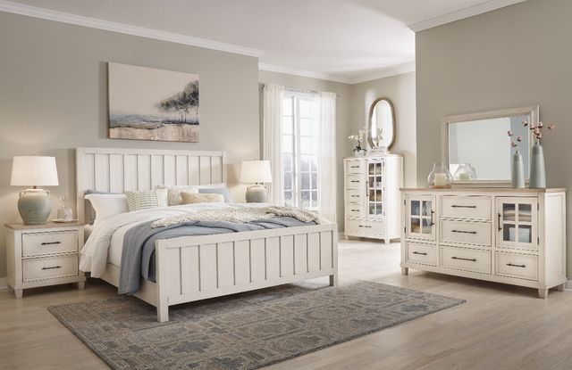 Benchcraft® Shaybrock Antique White Queen Panel Bed-2