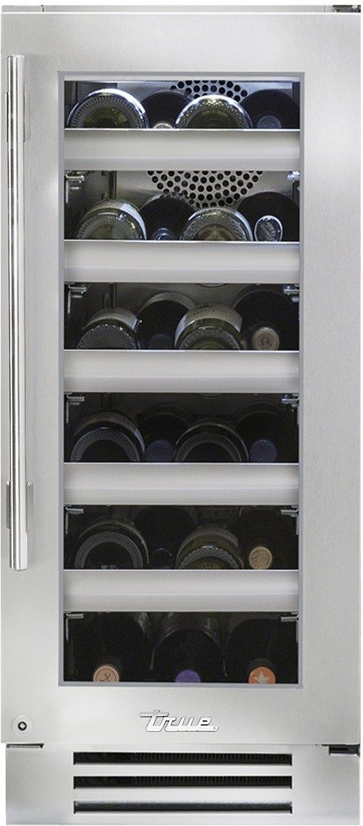 True® 15” 3.1 Cu. Ft. Stainless Steel Right Hinge Undercounter Wine Cooler with Glass Door-0