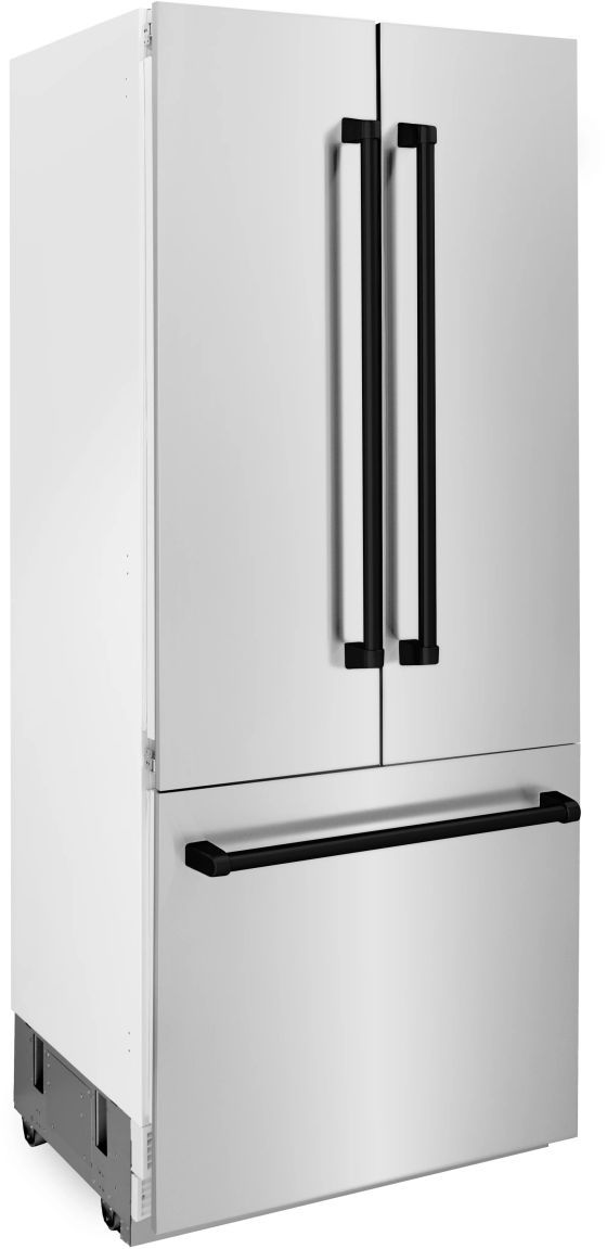 ZLINE Autograph Edition 36" 19.6 Cu. Ft. Stainless Steel Built In French Door Refrigerator with Water Dispenser and Ice Maker in Matte Black Accents-2